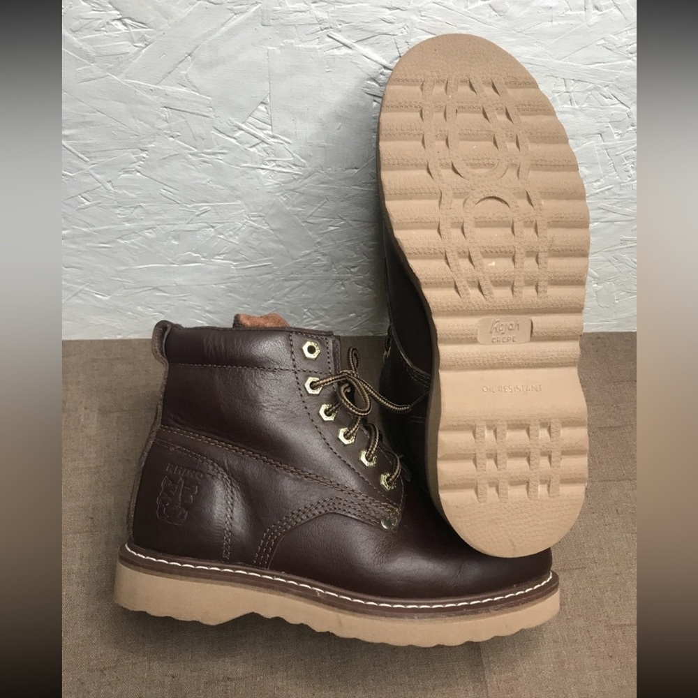 Rhino The Tough One Men's Ankle Boots Brown Leather Size 5.5 Crepe Soles
